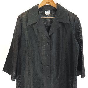 Vintage Muriel Swim And Sun Cover Up Women's XL? Black Lace Button Front 60s